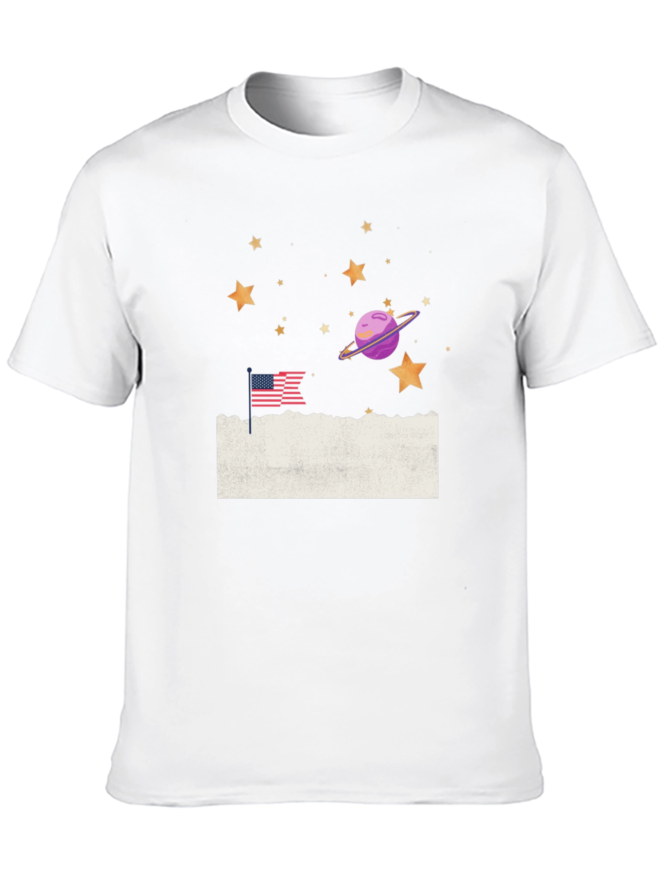Space & USA Flag Graphic Tee - Black