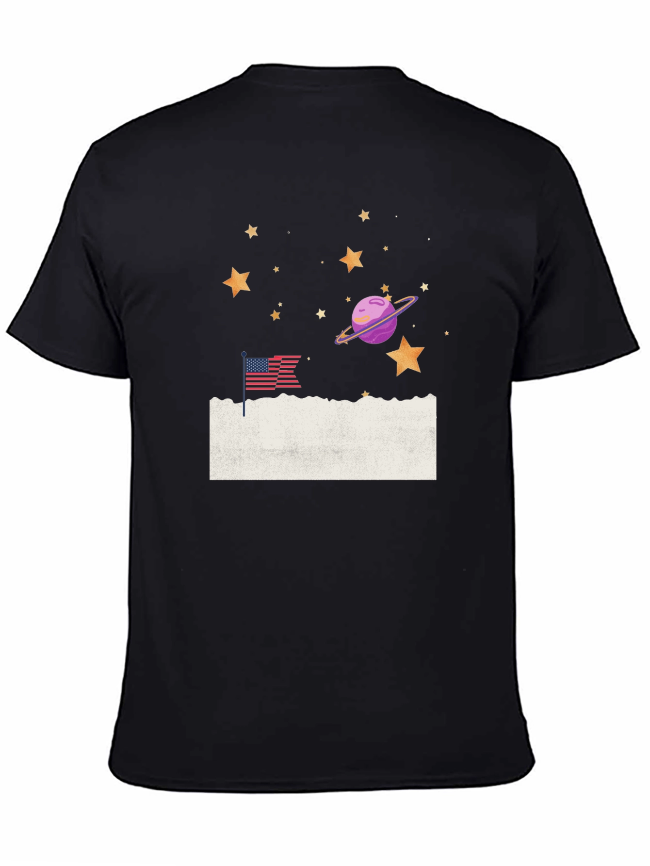 Space & USA Flag Graphic Tee - Black