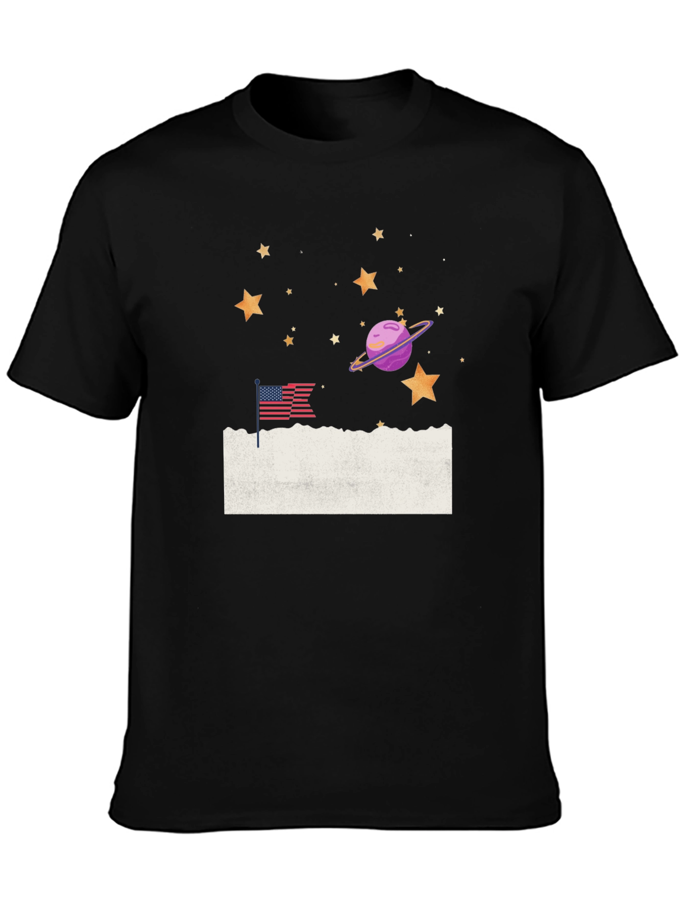 Space & USA Flag Graphic Tee - Black