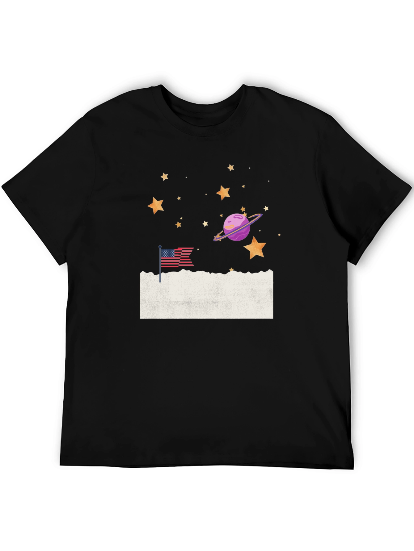 Space & USA Flag Graphic Tee - Black