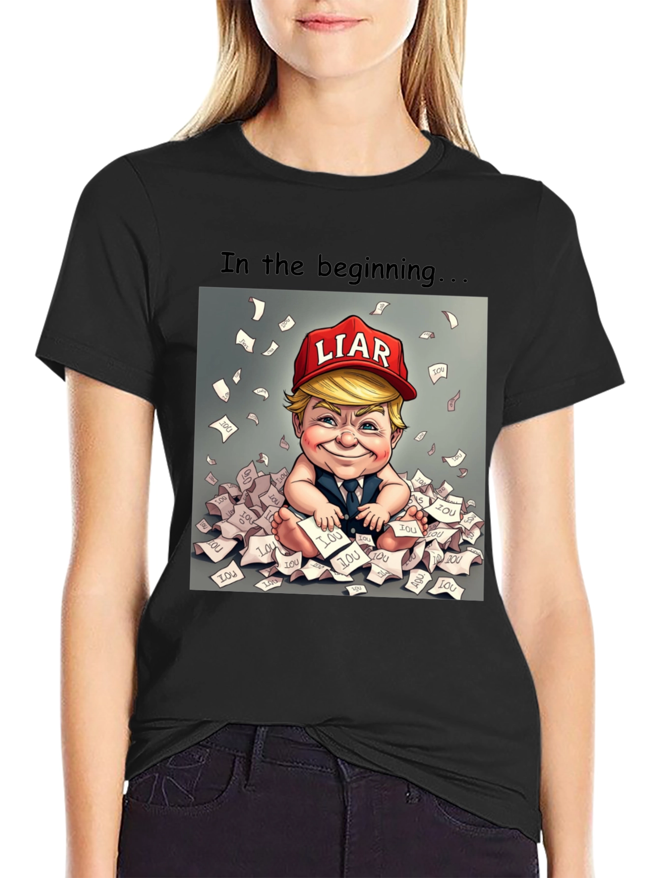 Political Humor T-Shirt: Baby Trump Liar Design