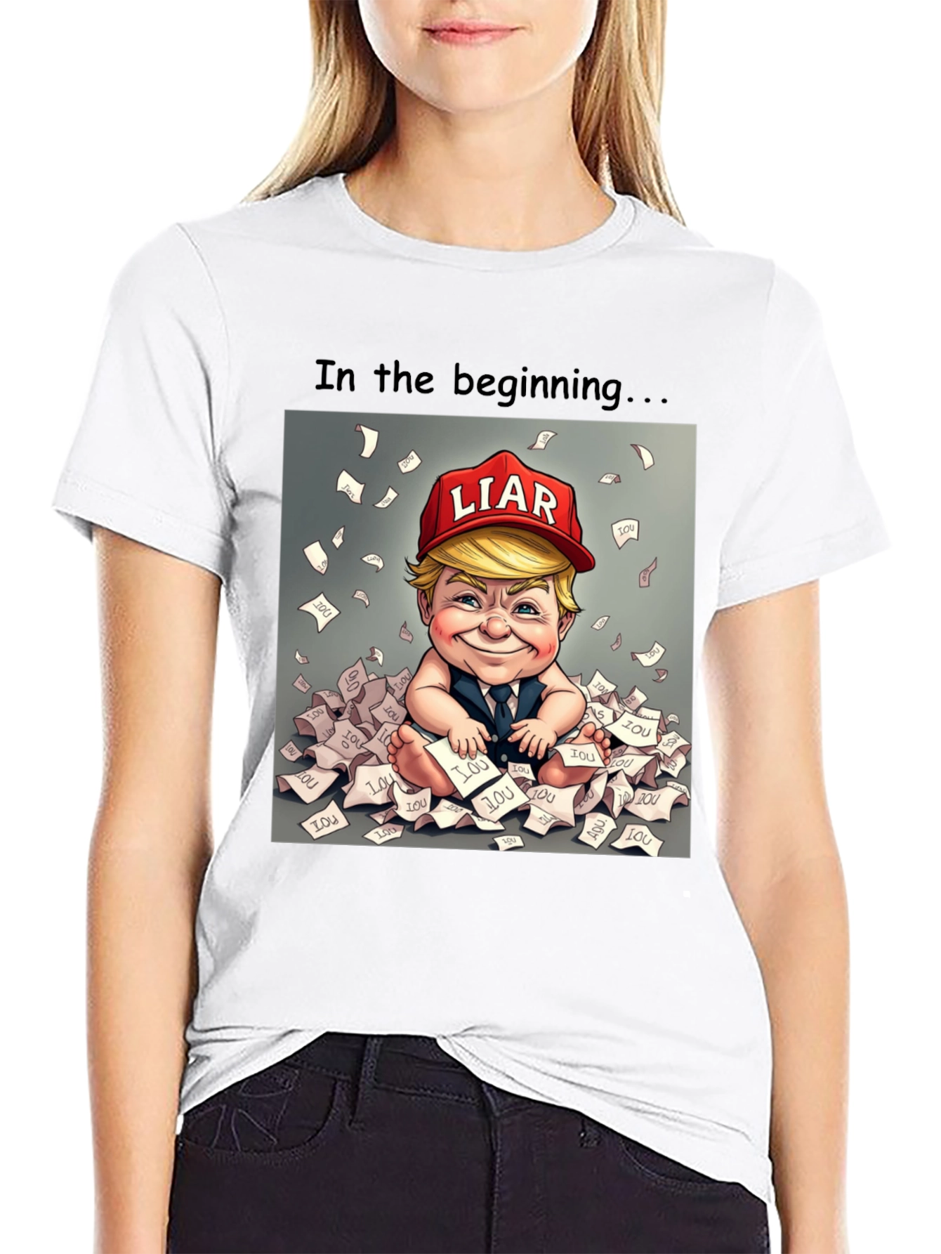 Political Humor T-Shirt: Baby Trump Liar Design