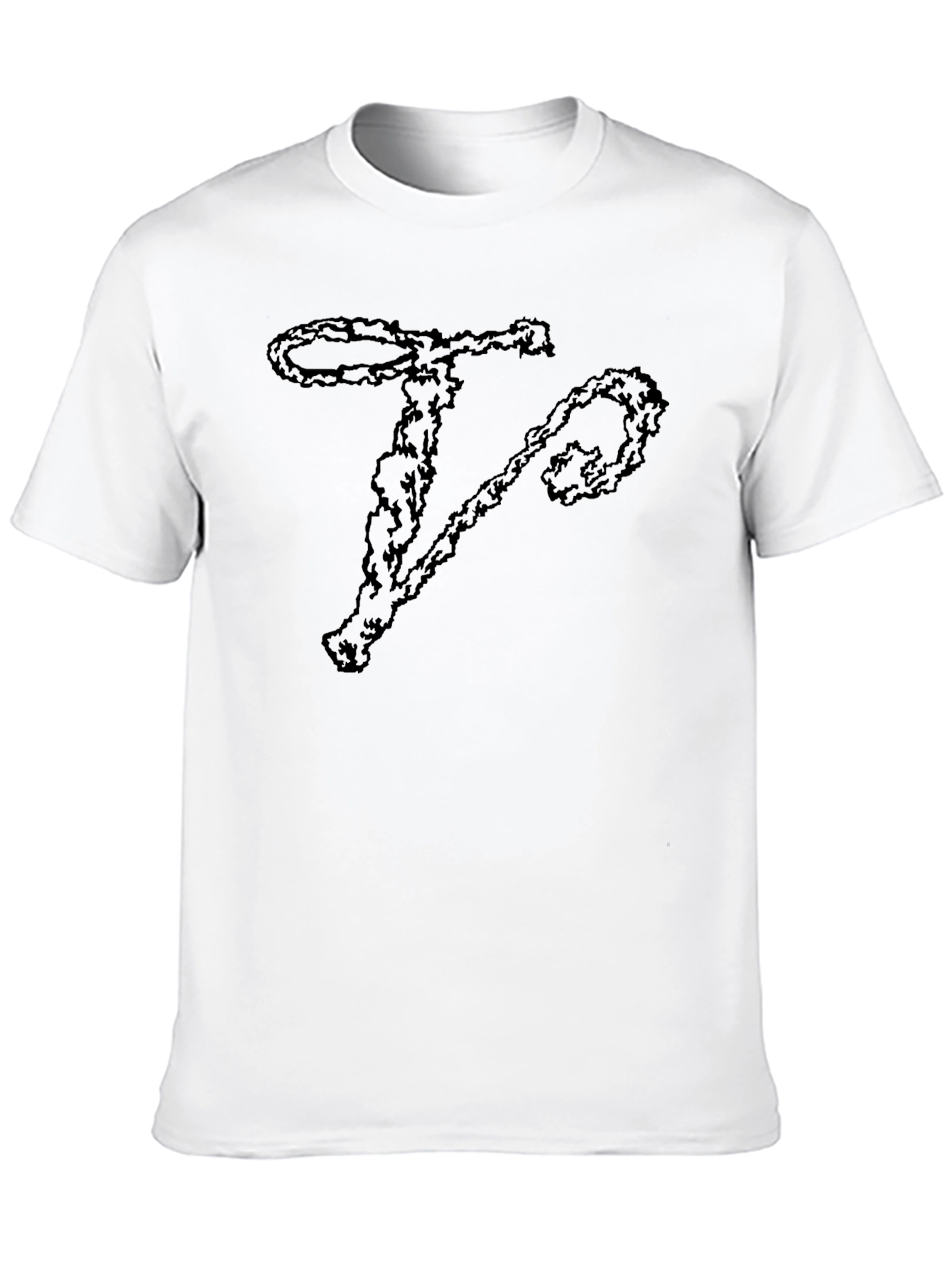 Abstract Letter T Graphic Print Black T-Shirt