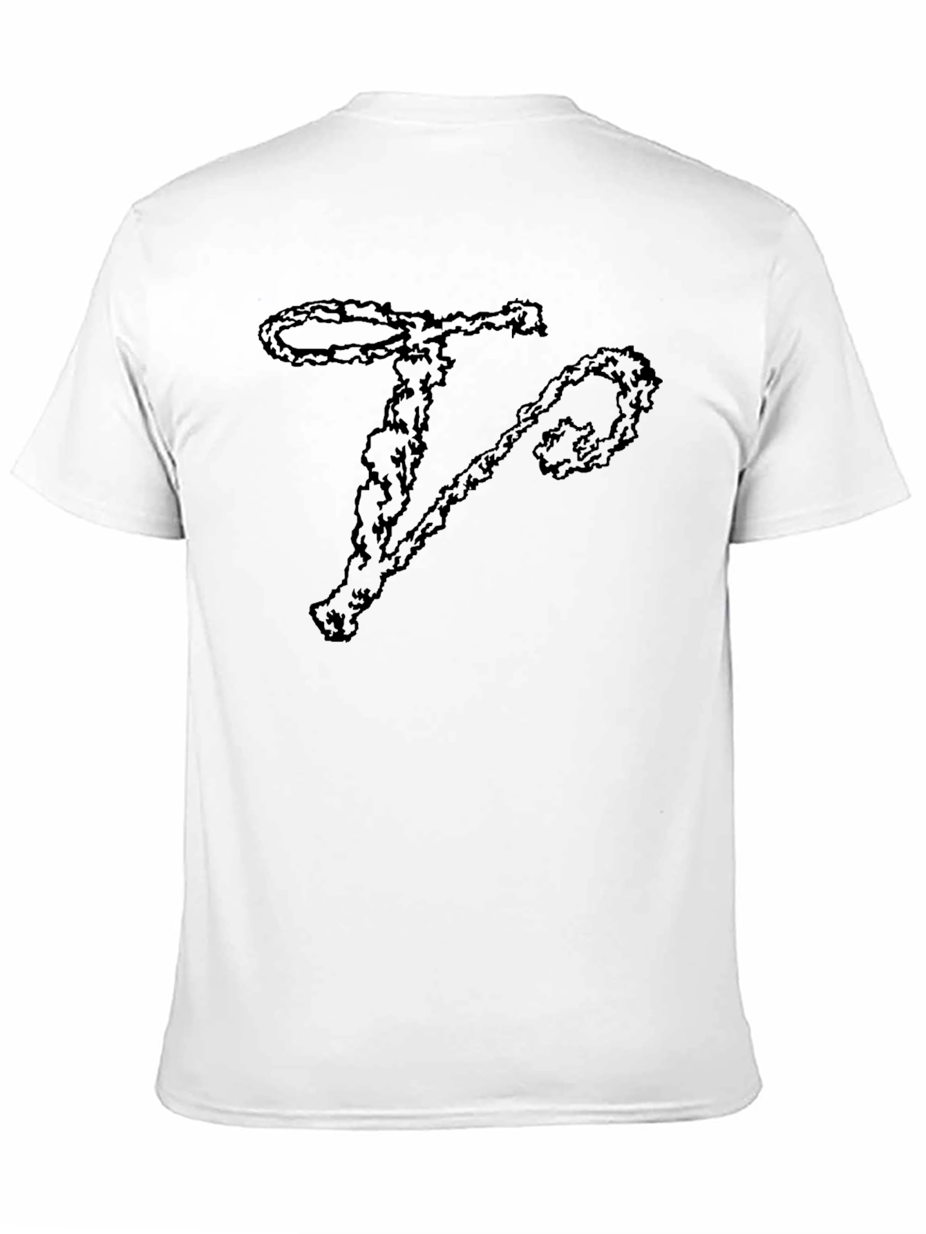 Abstract Letter T Graphic Print Black T-Shirt