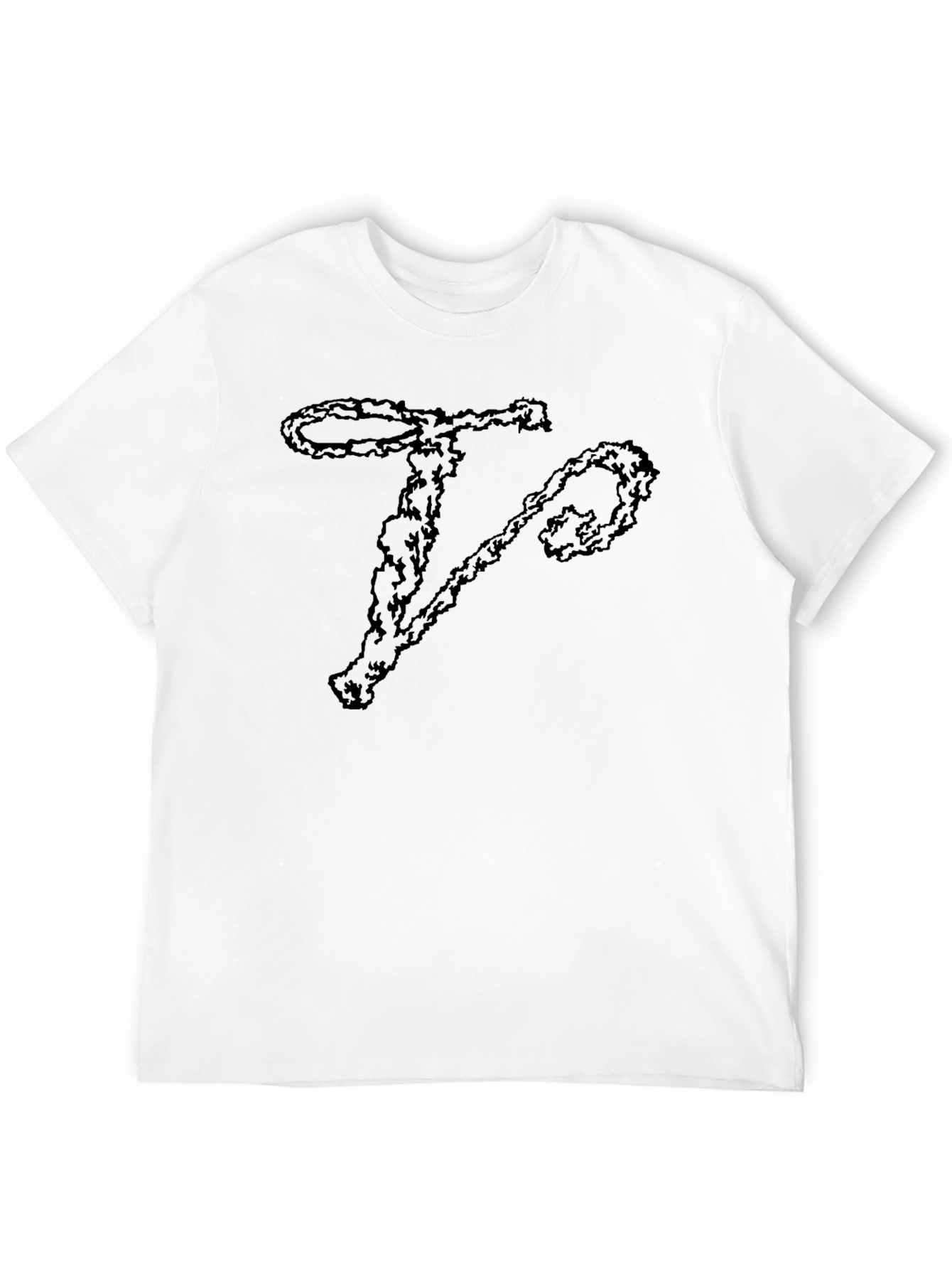 Abstract Letter T Graphic Print Black T-Shirt