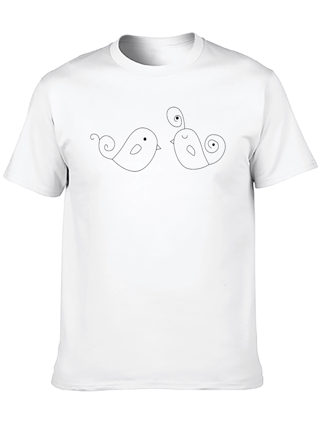 Whimsical Bird Graphic Black Tee