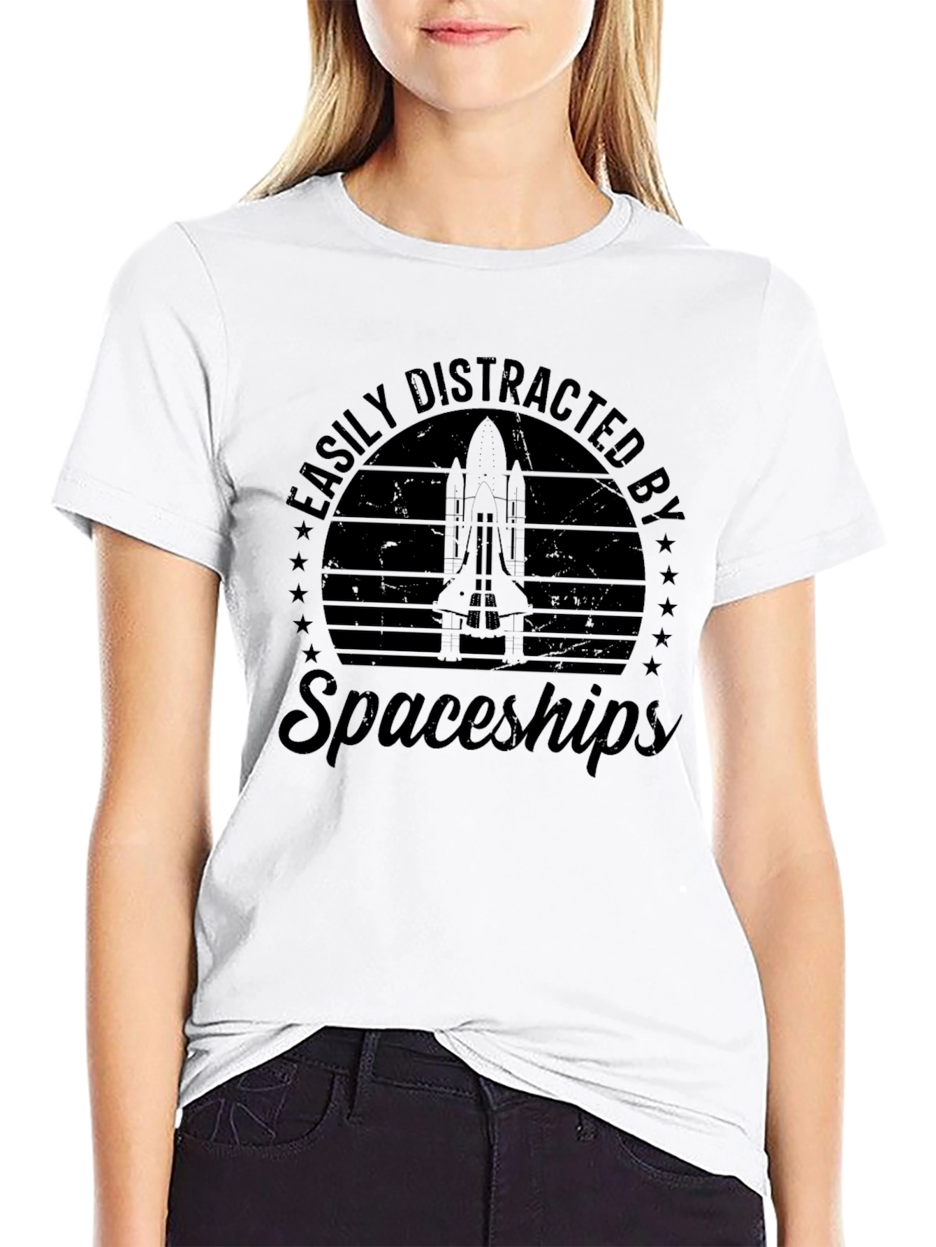 Easily Distracted by Spaceships Graphic Tee
