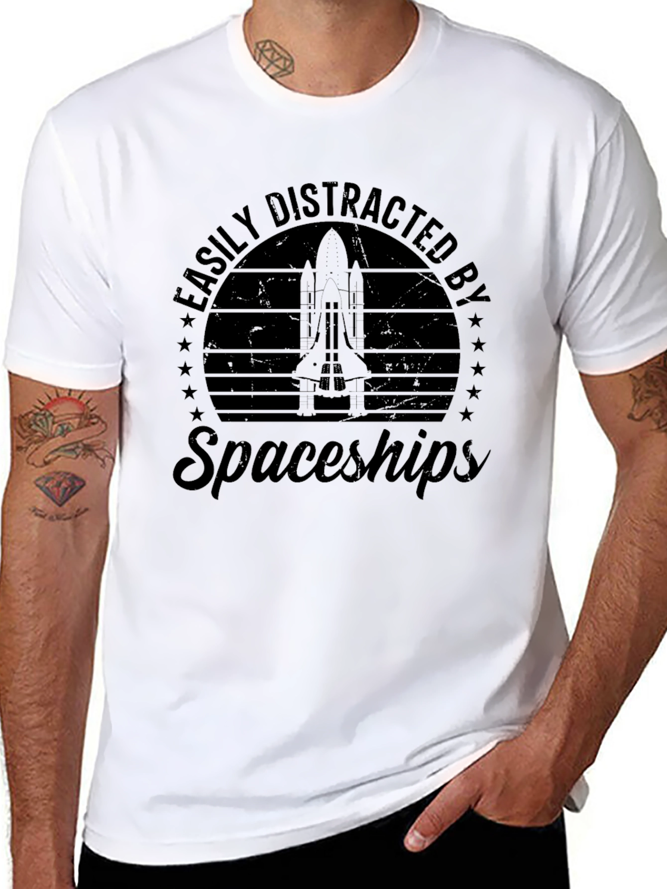 Easily Distracted by Spaceships Graphic Tee