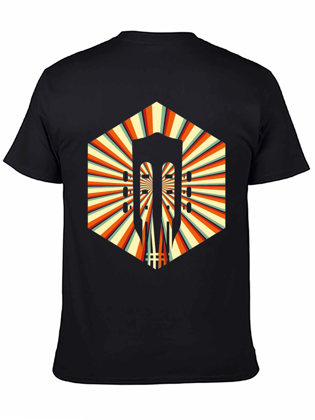 Retro Guitar Graphic T-Shirt - Unique Hexagon Design