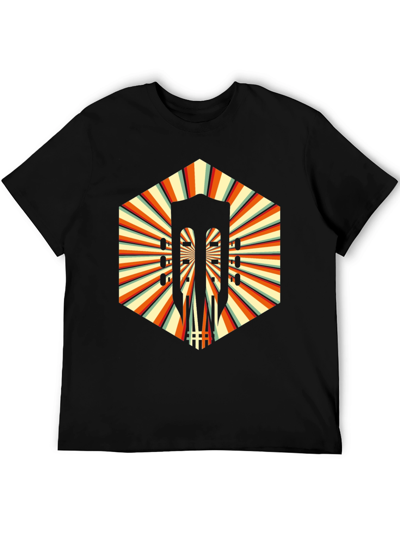 Retro Guitar Graphic T-Shirt - Unique Hexagon Design