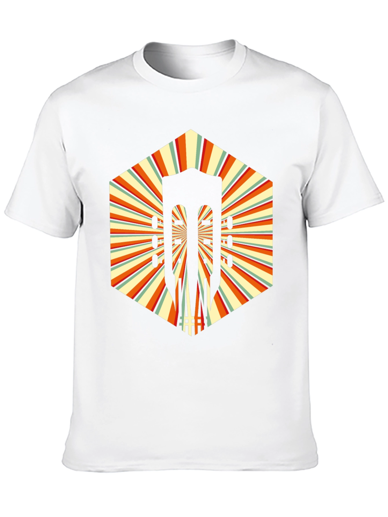 Retro Guitar Graphic T-Shirt - Unique Hexagon Design