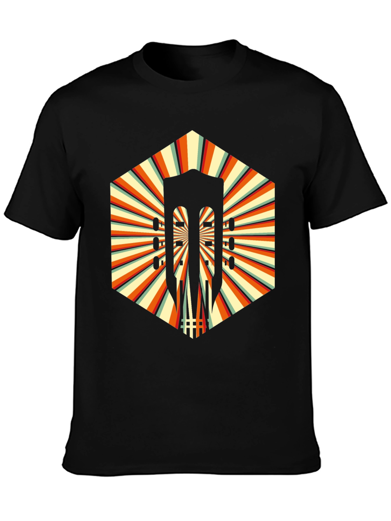 Retro Guitar Graphic T-Shirt - Unique Hexagon Design