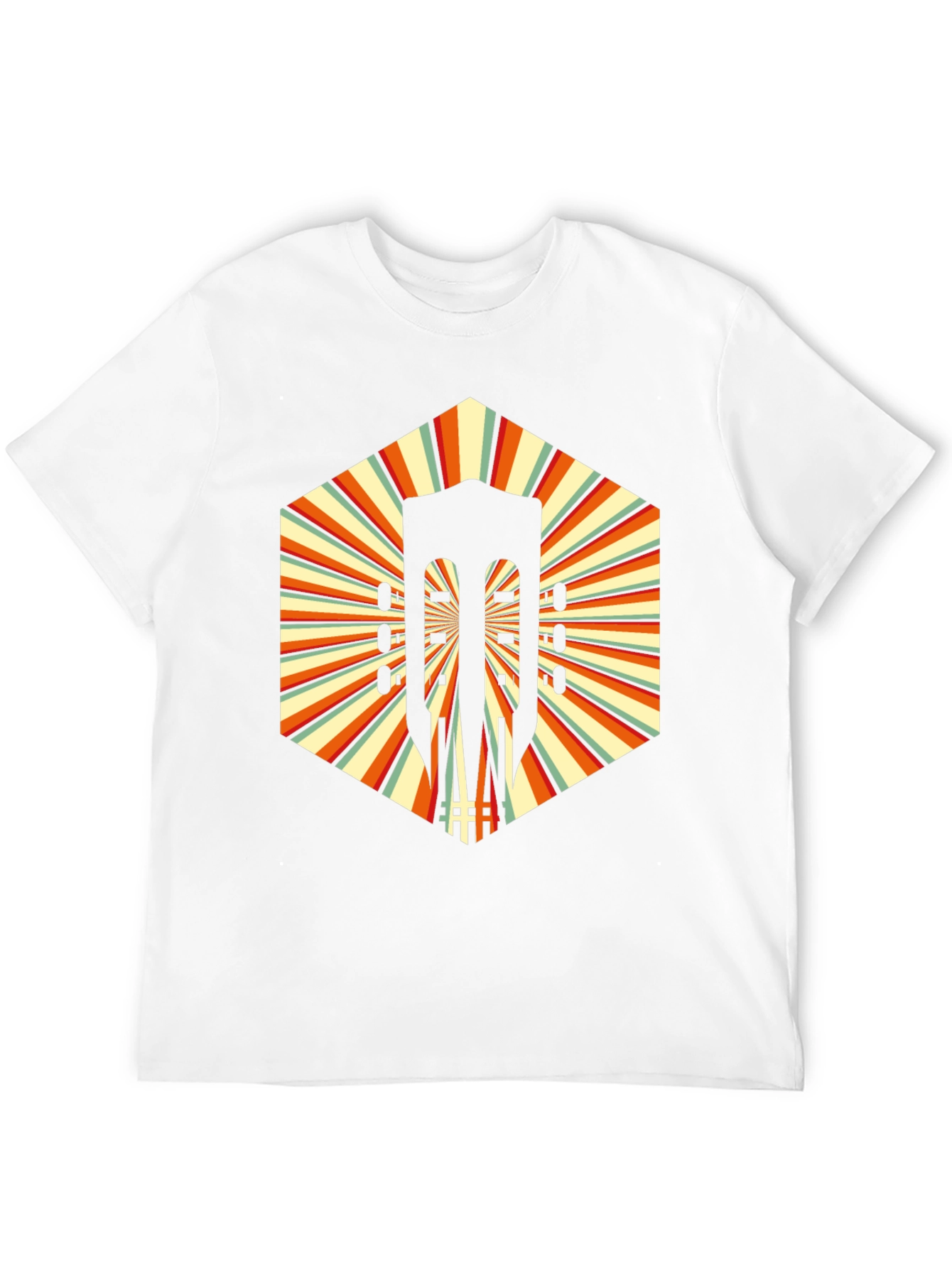 Retro Guitar Graphic T-Shirt - Unique Hexagon Design