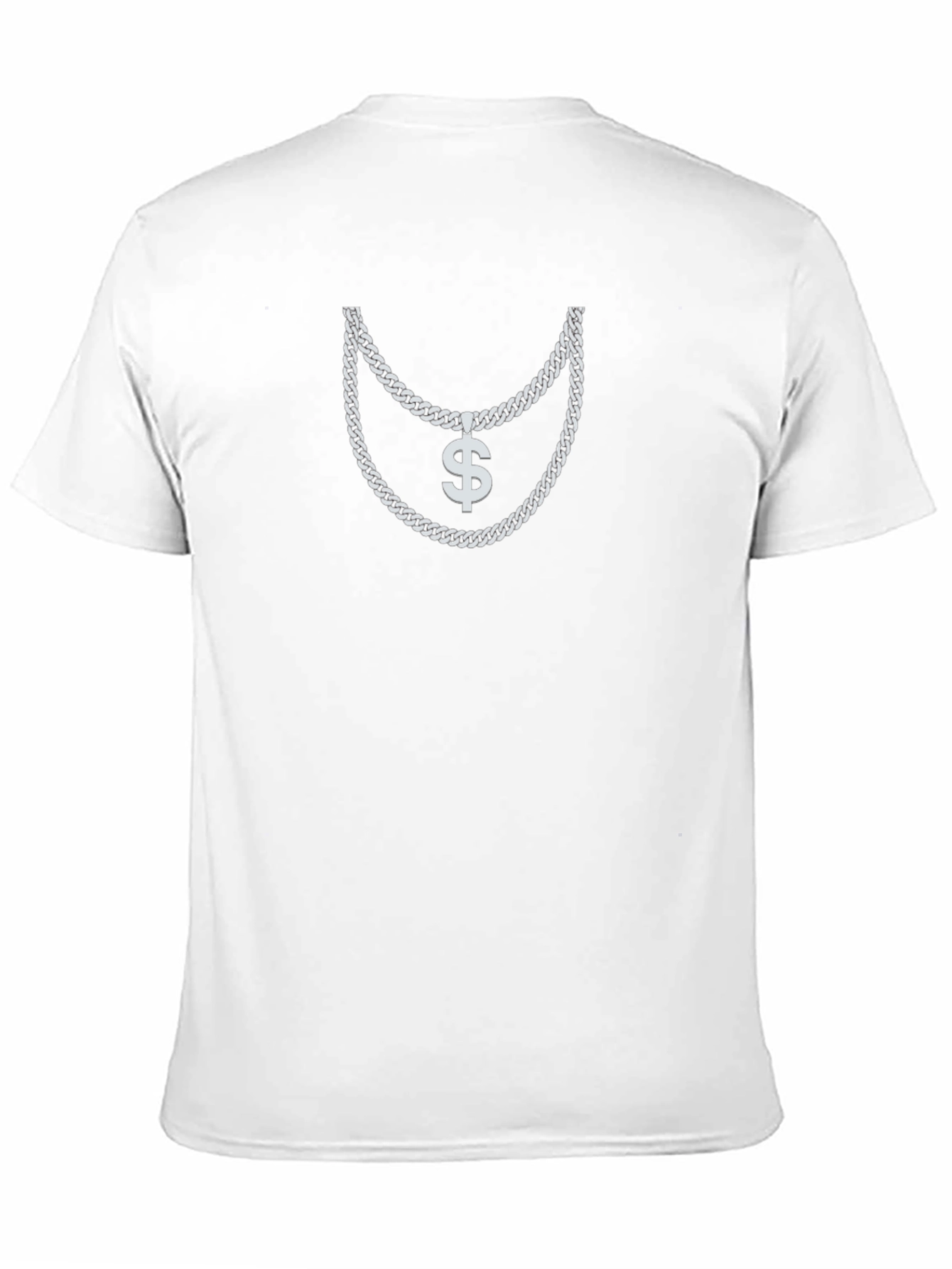 Mens Black T-Shirt with Dollar Sign Chain