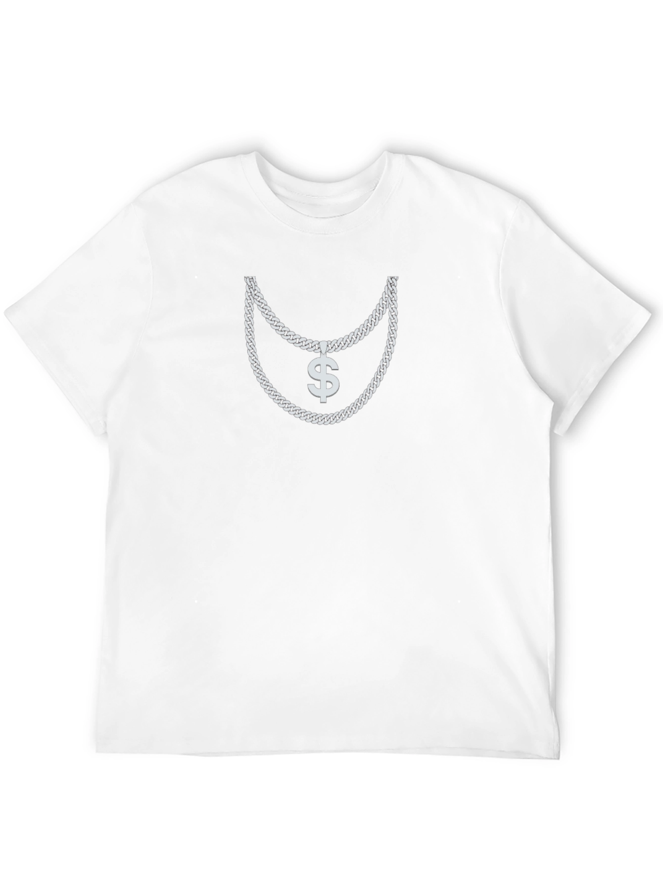 Mens Black T-Shirt with Dollar Sign Chain