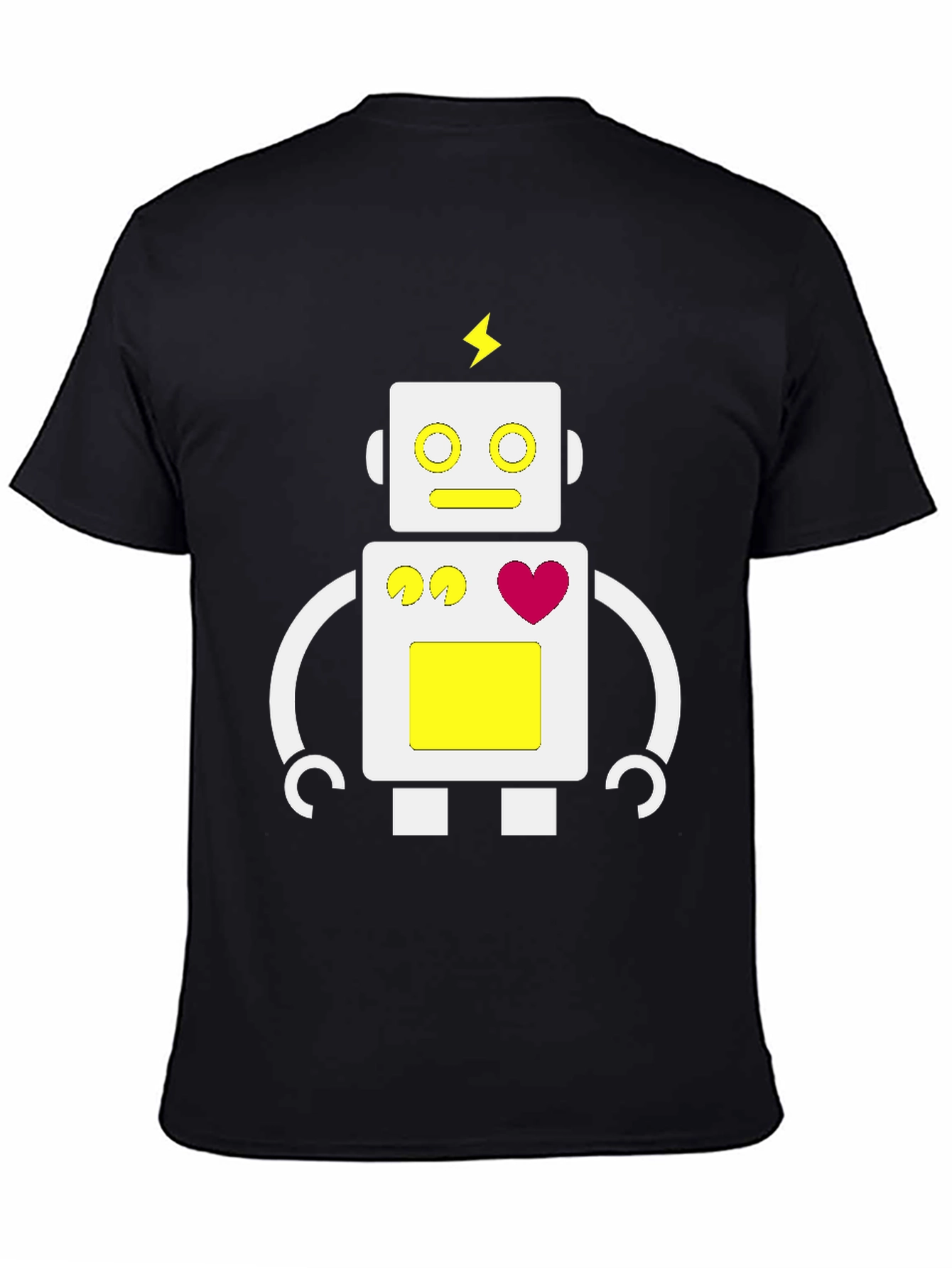 Fun Robot Graphic Tee - Black Cotton Blend