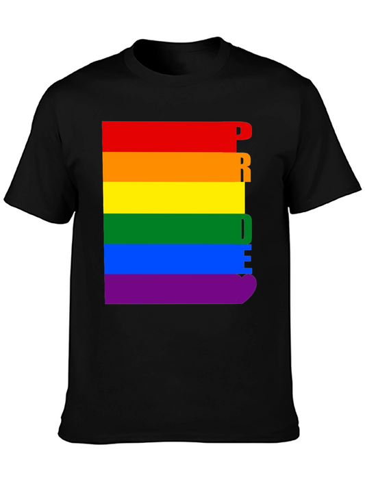 Pride Rainbow Graphic Tee - Black Cotton T-Shirt