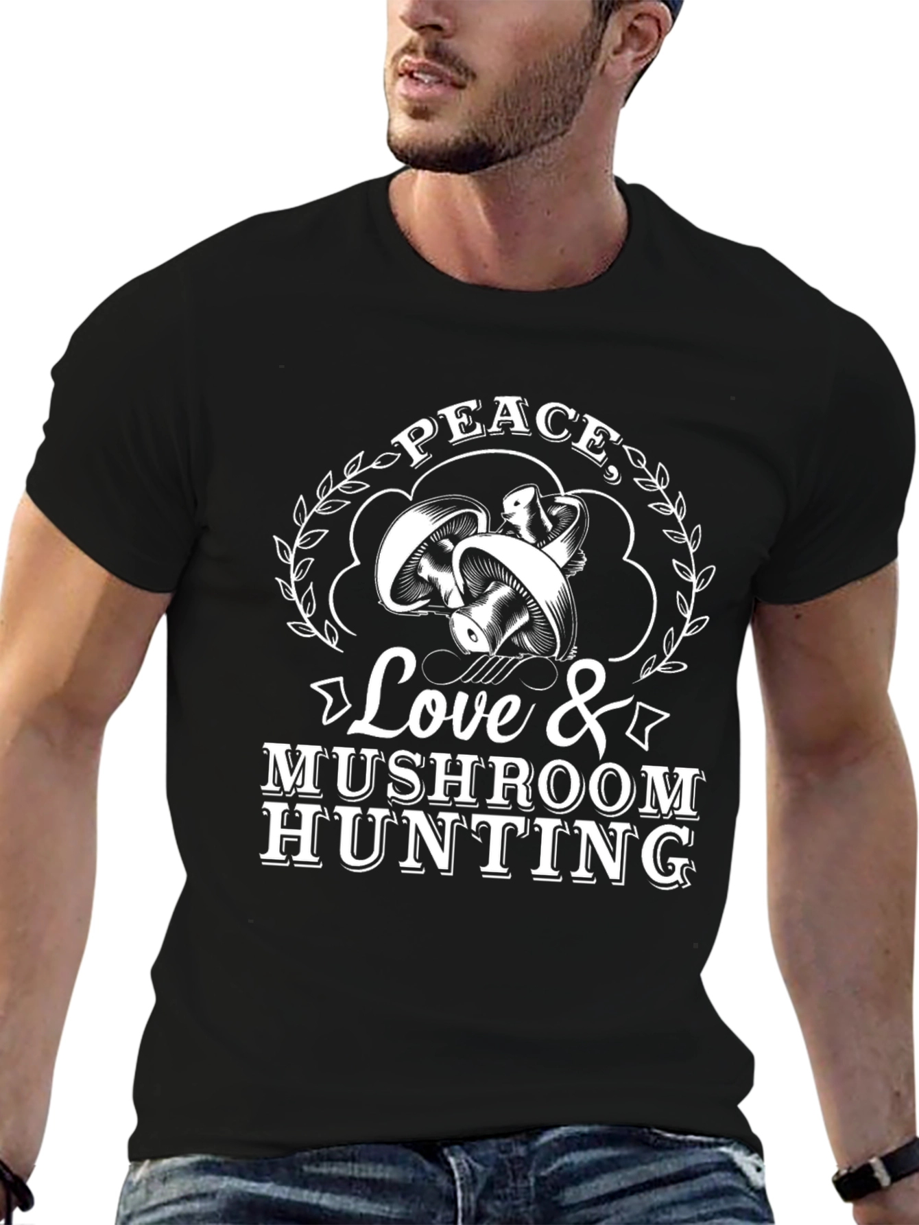 Peace Love & Mushroom Hunting Graphic T-Shirt