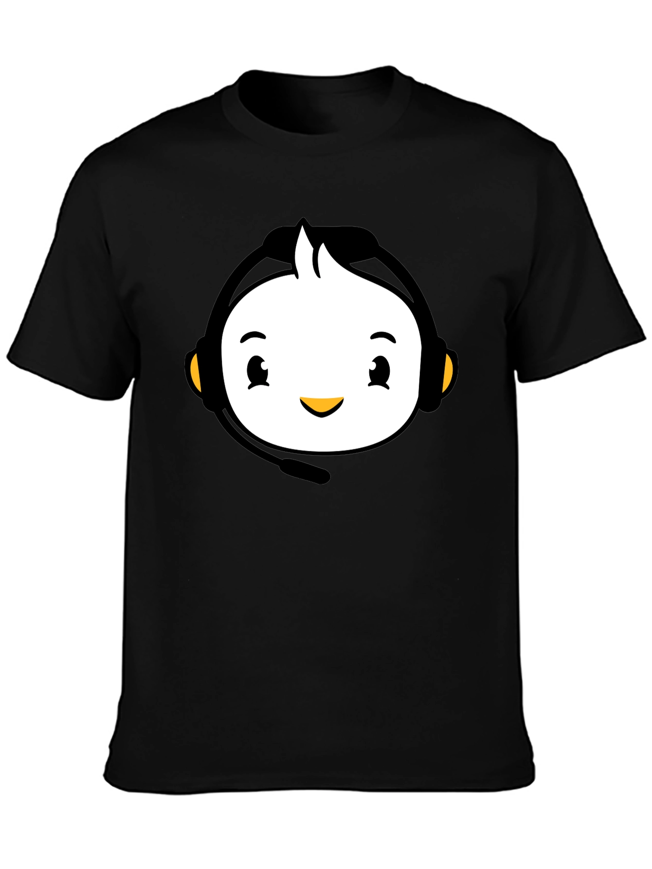 Cartoon Headset Black T-Shirt