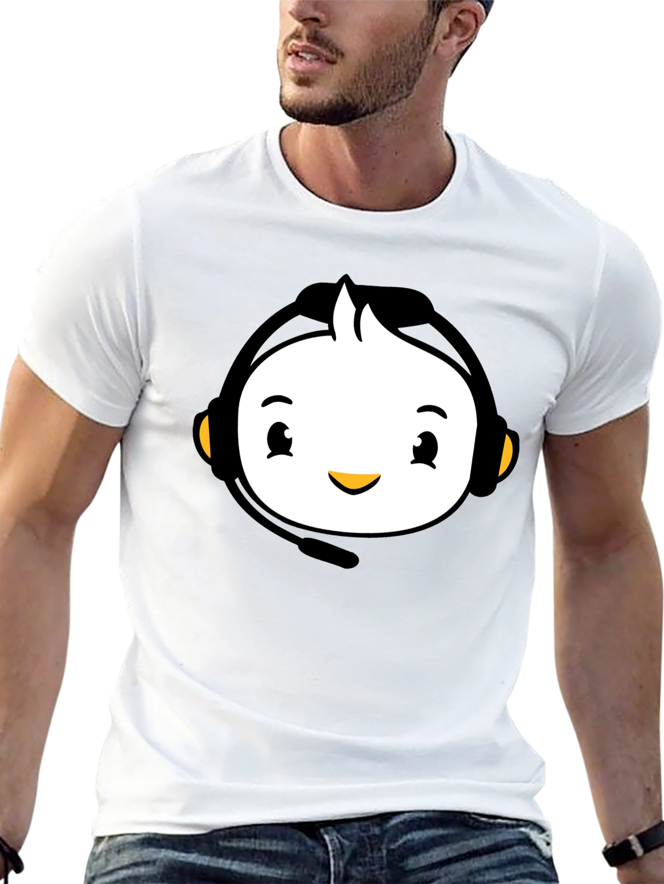 Cartoon Headset Black T-Shirt