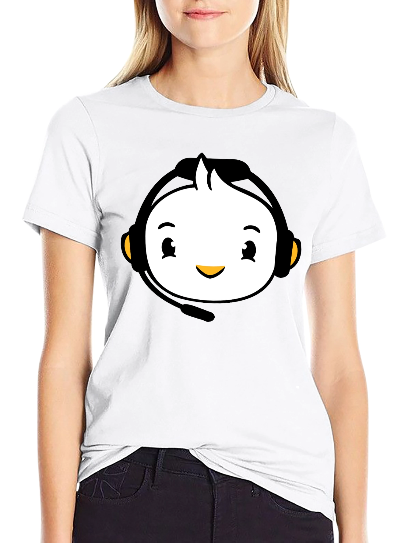 Cartoon Headset Black T-Shirt