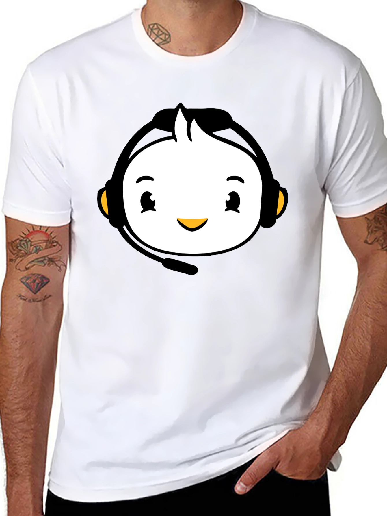 Cartoon Headset Black T-Shirt