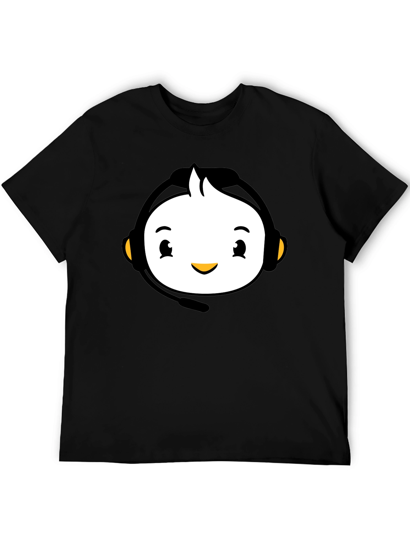 Cartoon Headset Black T-Shirt