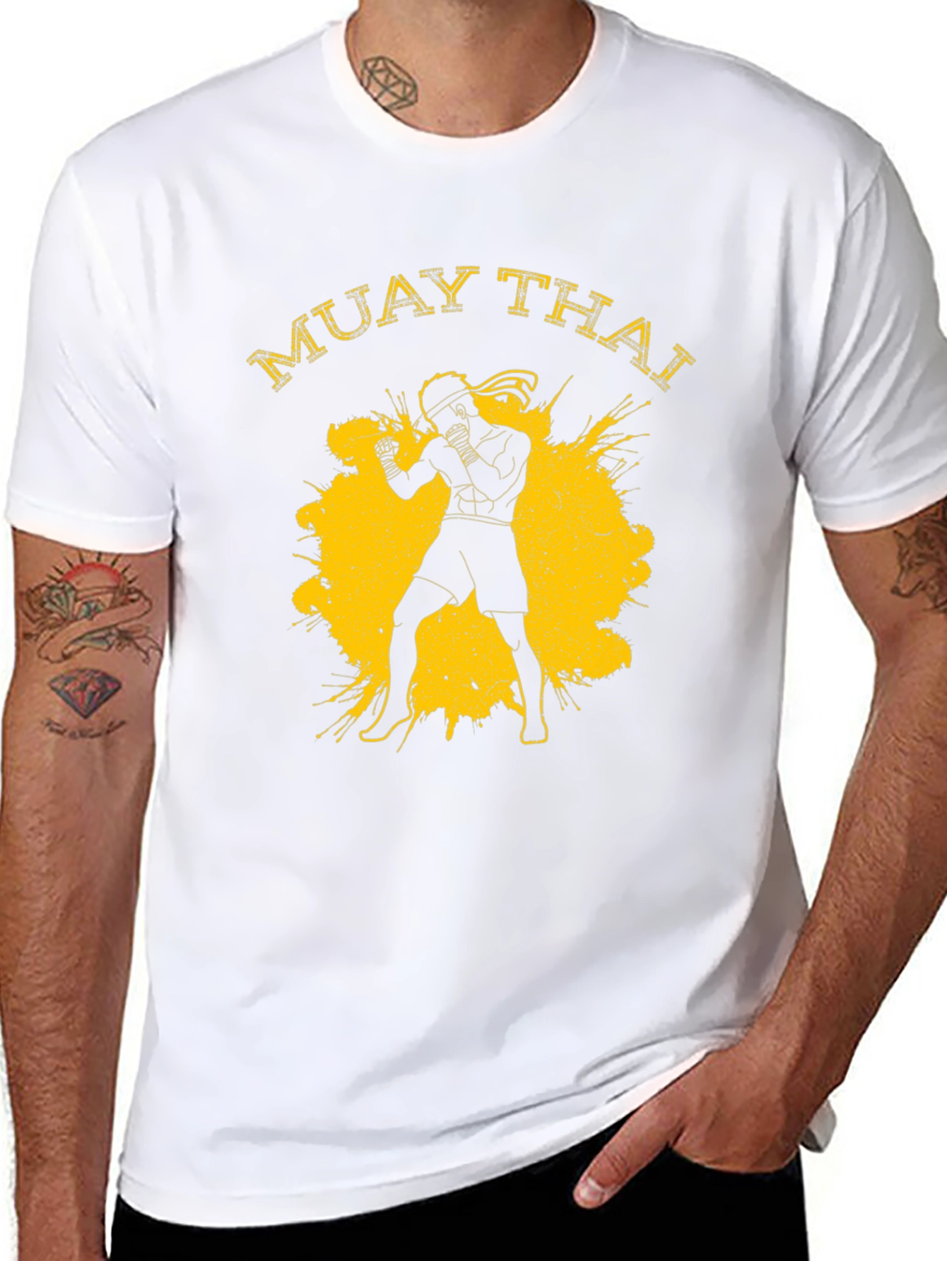Muay Thai Fighter Graphic Print Mens T-Shirt