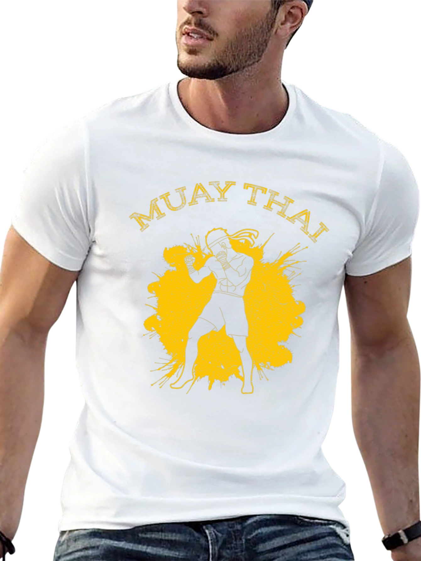 Muay Thai Fighter Graphic Print Mens T-Shirt