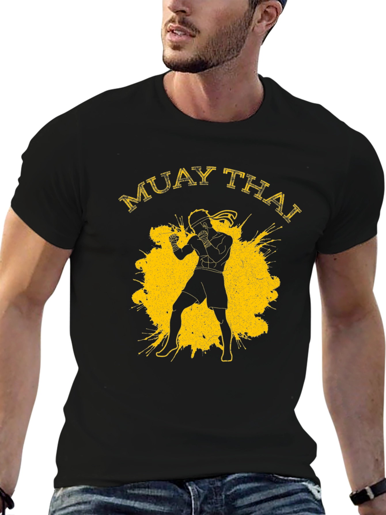 Muay Thai Fighter Graphic Print Mens T-Shirt