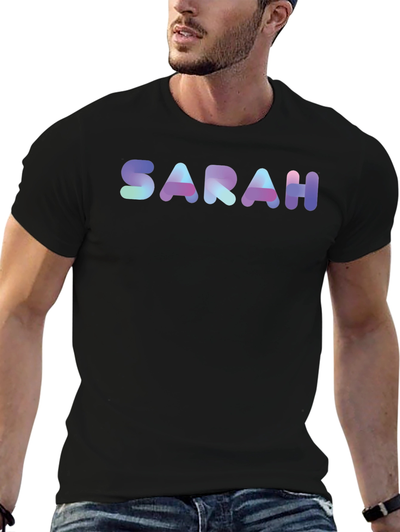 SARAH Custom Name T-Shirt - Unique Gradient Design