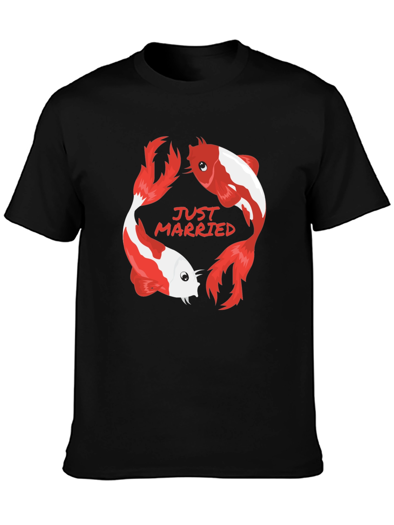 Just Married Koi Fish Graphic Tee - Black