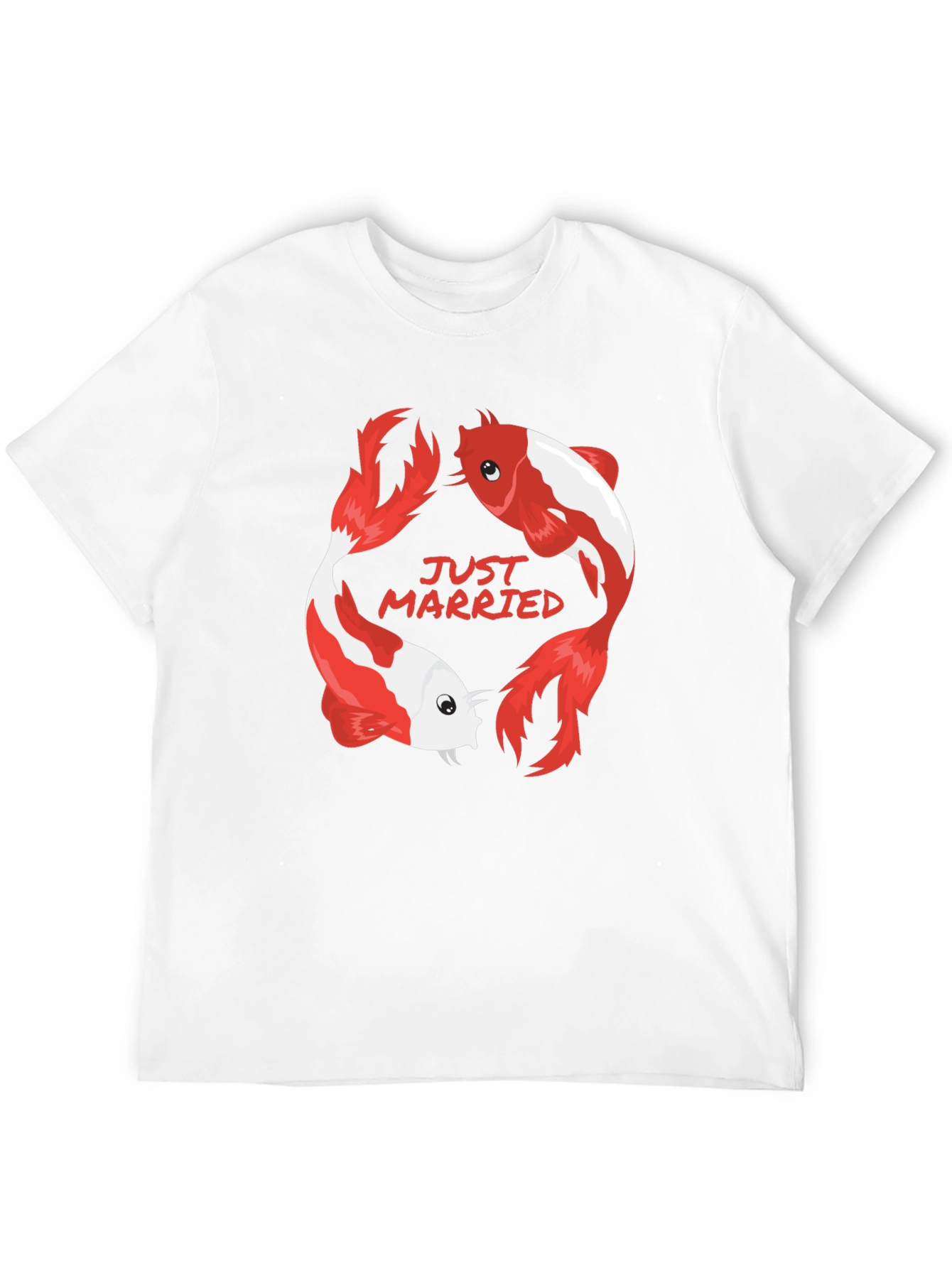 Just Married Koi Fish Graphic Tee - Black