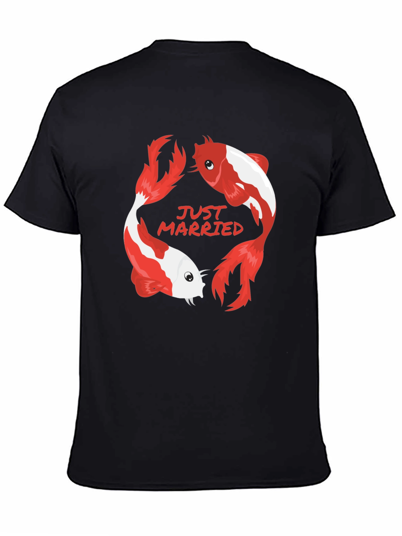 Just Married Koi Fish Graphic Tee - Black