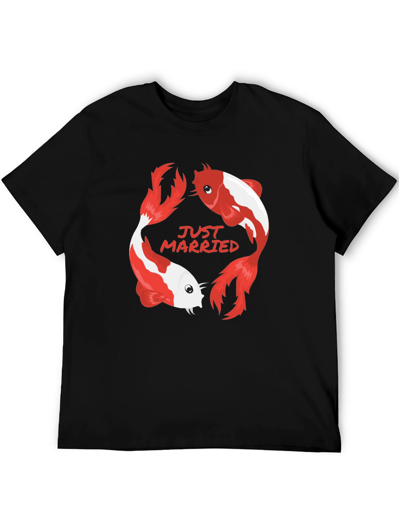 Just Married Koi Fish Graphic Tee - Black