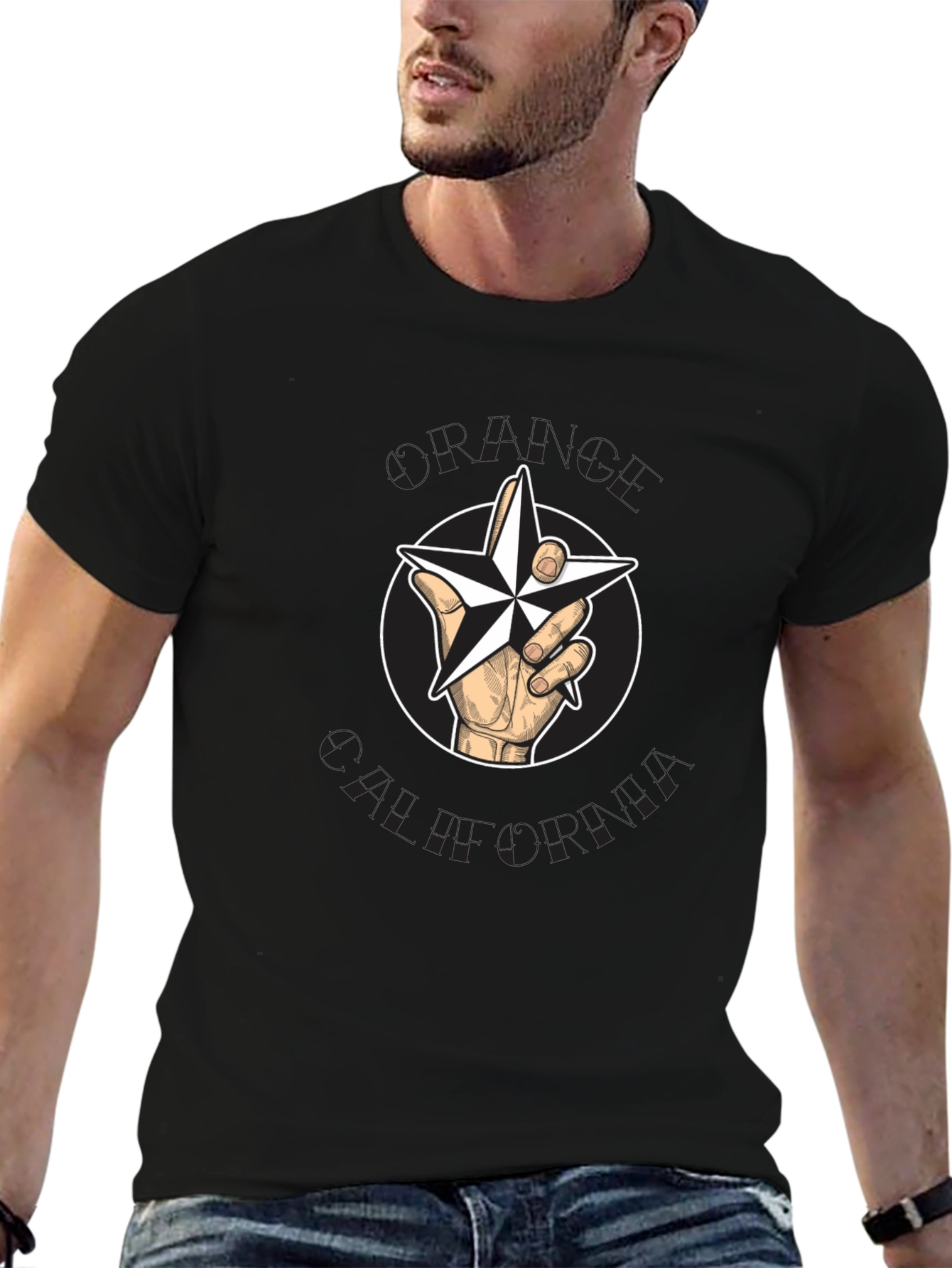 Hand Drawn Star T-Shirt - Black