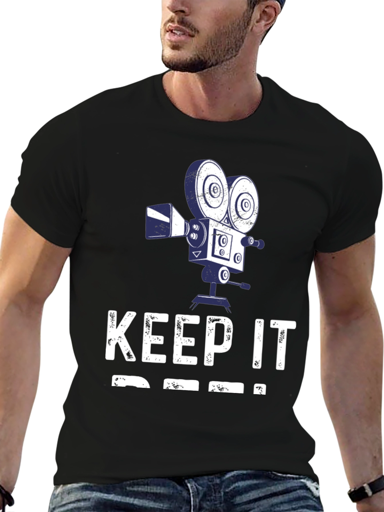 Keep It Reel Mens Black T-Shirt Camera Design