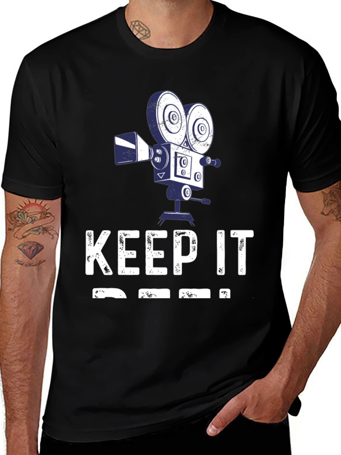 Keep It Reel Mens Black T-Shirt Camera Design