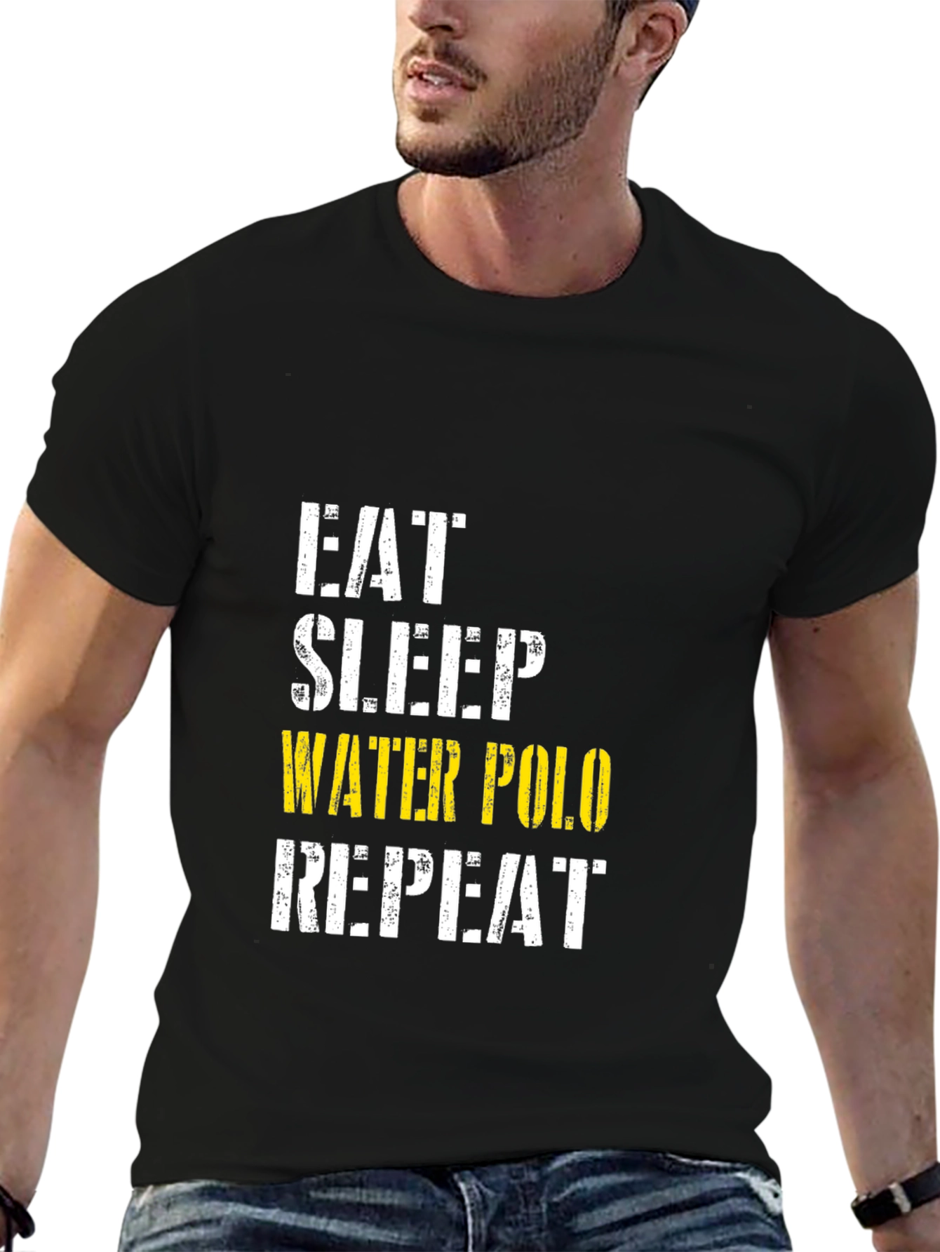 Eat Sleep Water Polo Repeat Black T-Shirt