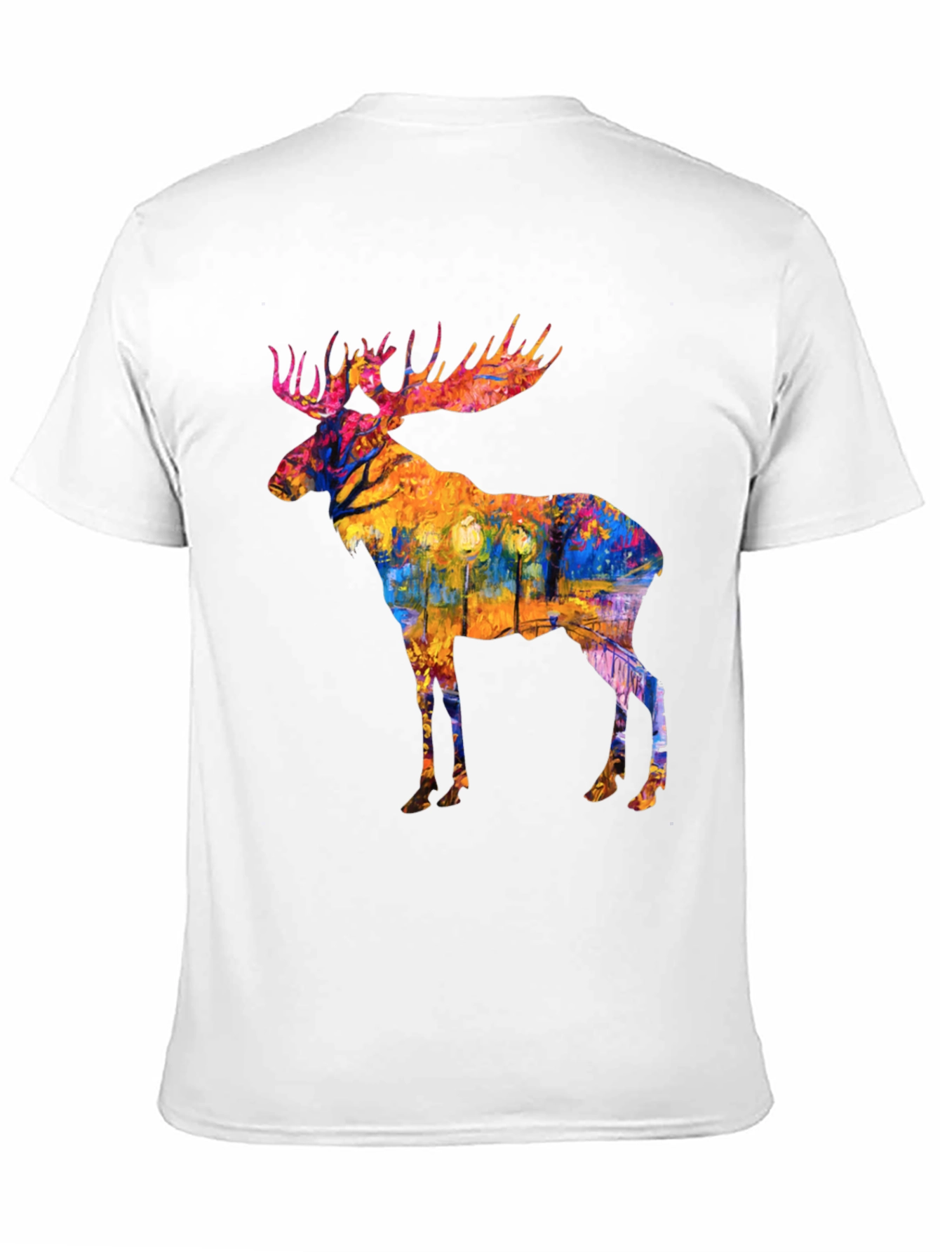 Abstract Moose Print Black T-Shirt