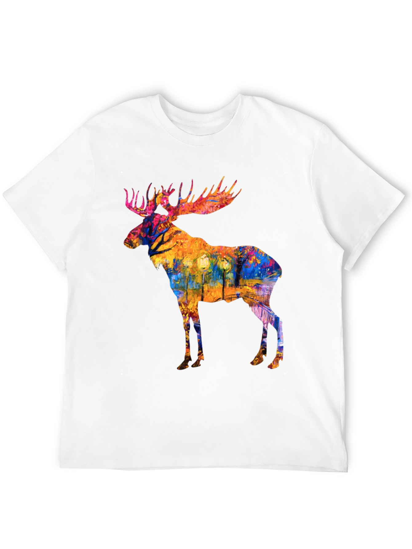 Abstract Moose Print Black T-Shirt