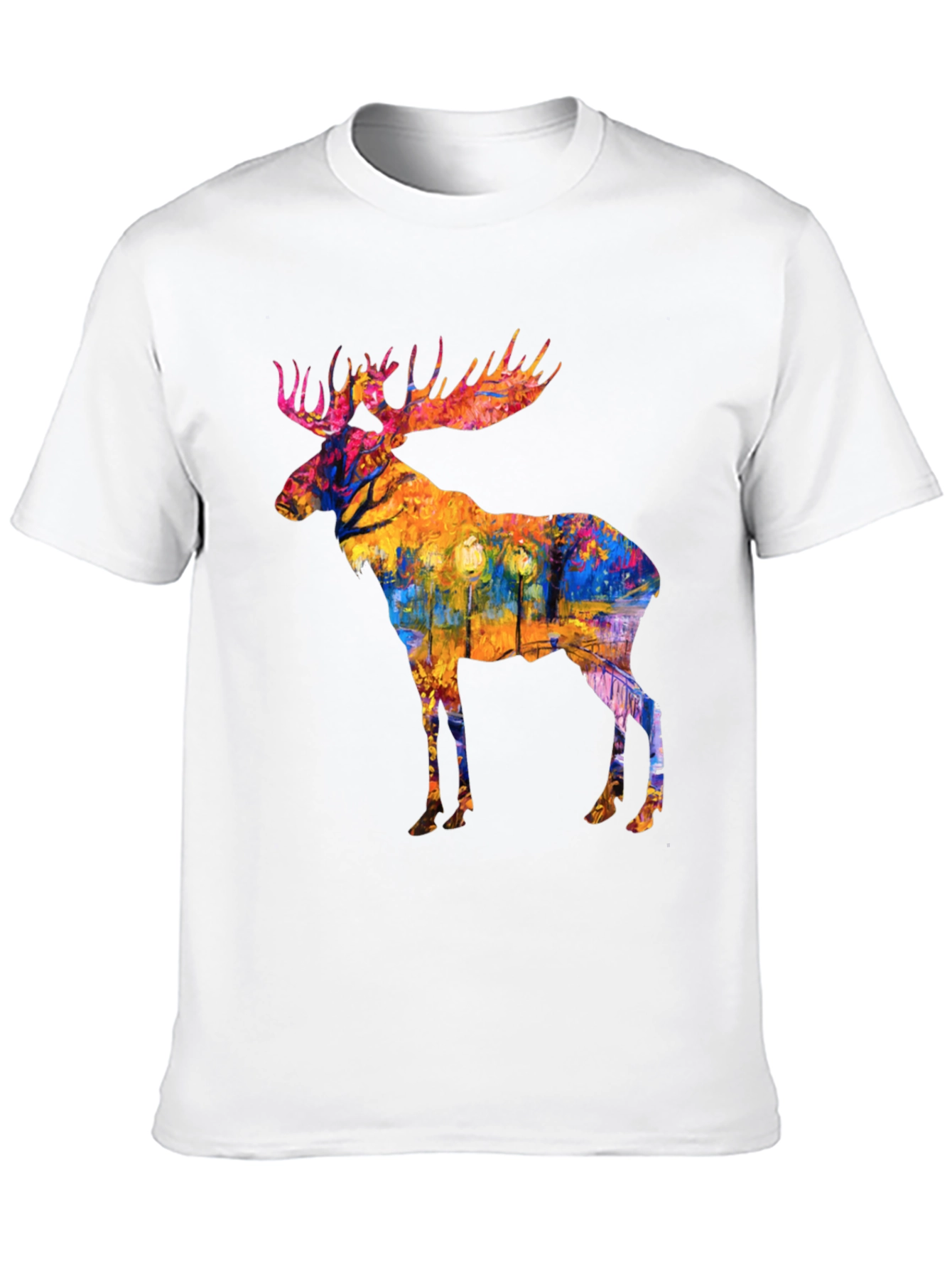 Abstract Moose Print Black T-Shirt