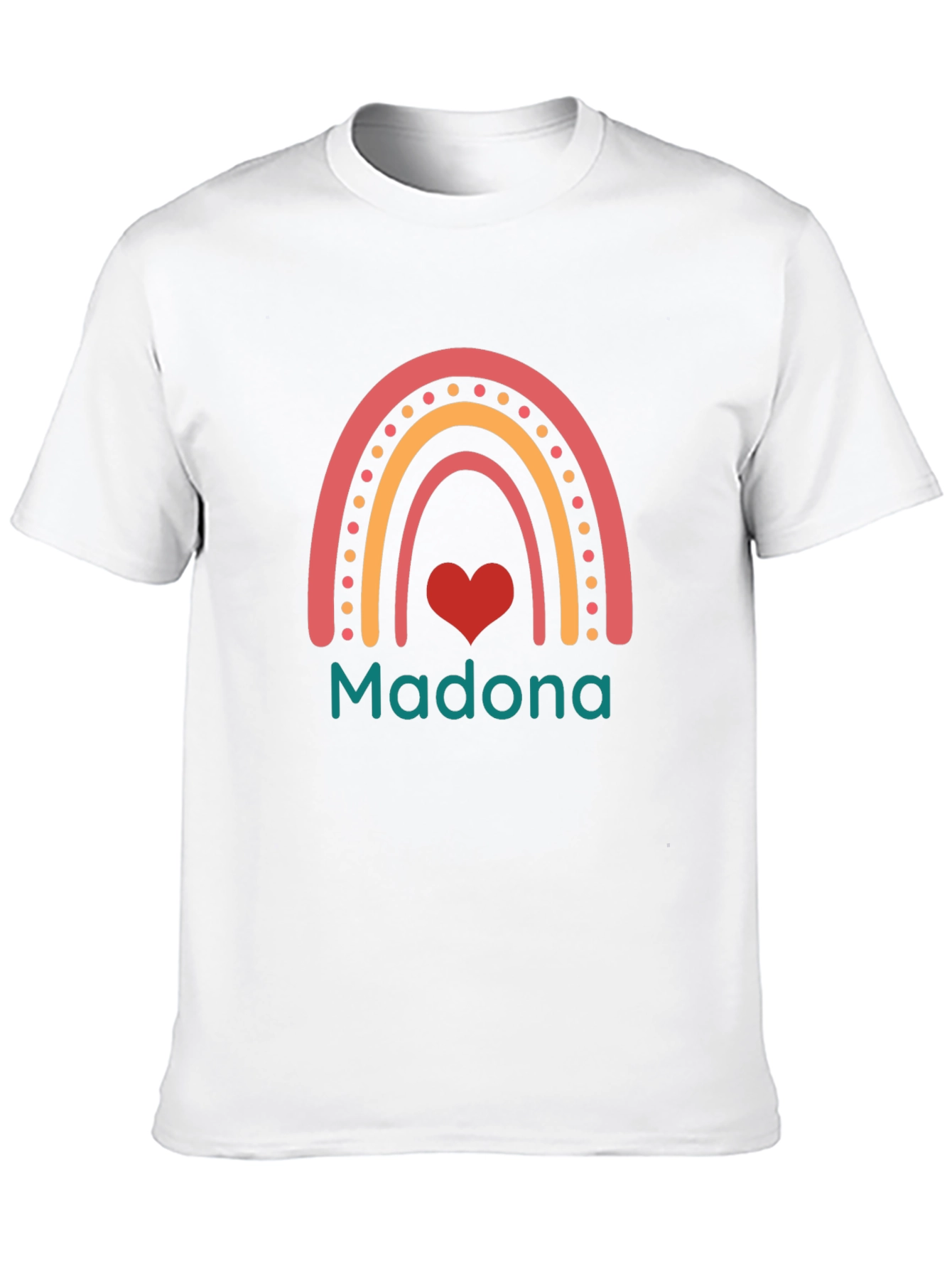 Madonna Rainbow Heart T-Shirt - Black Cotton Tee
