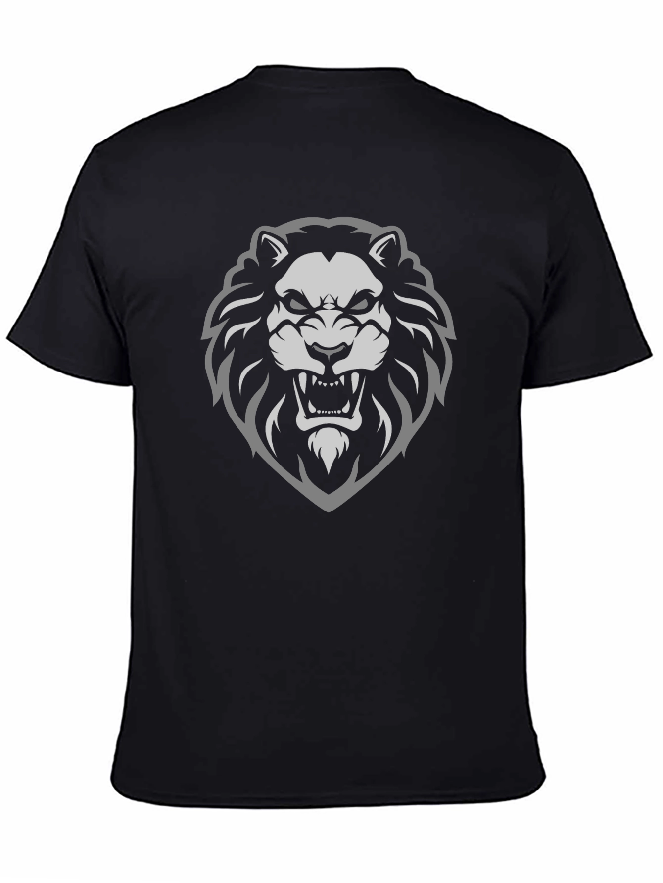 Black T-Shirt with Lion Graphic
