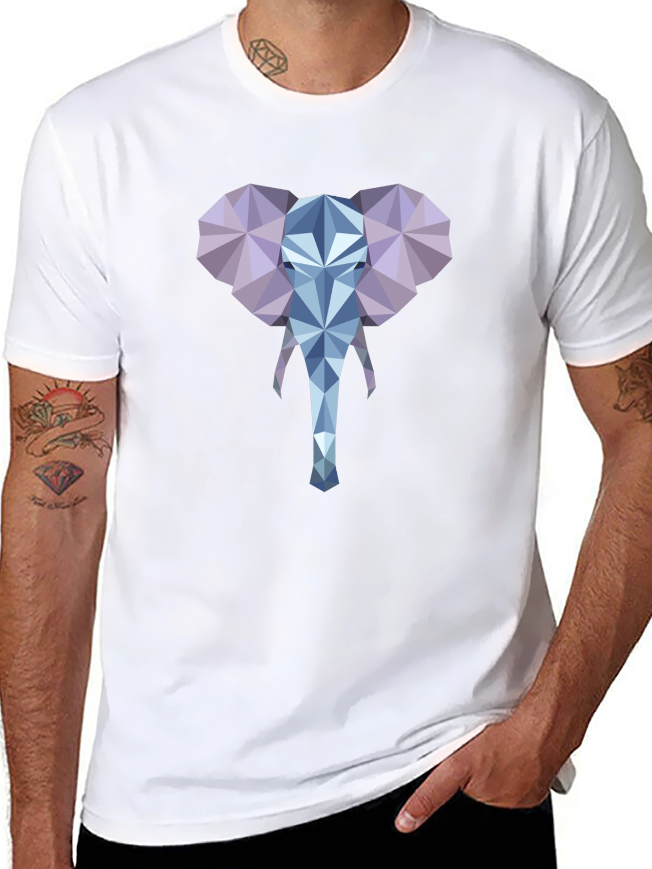 Geometric Elephant Tee - Modern Style