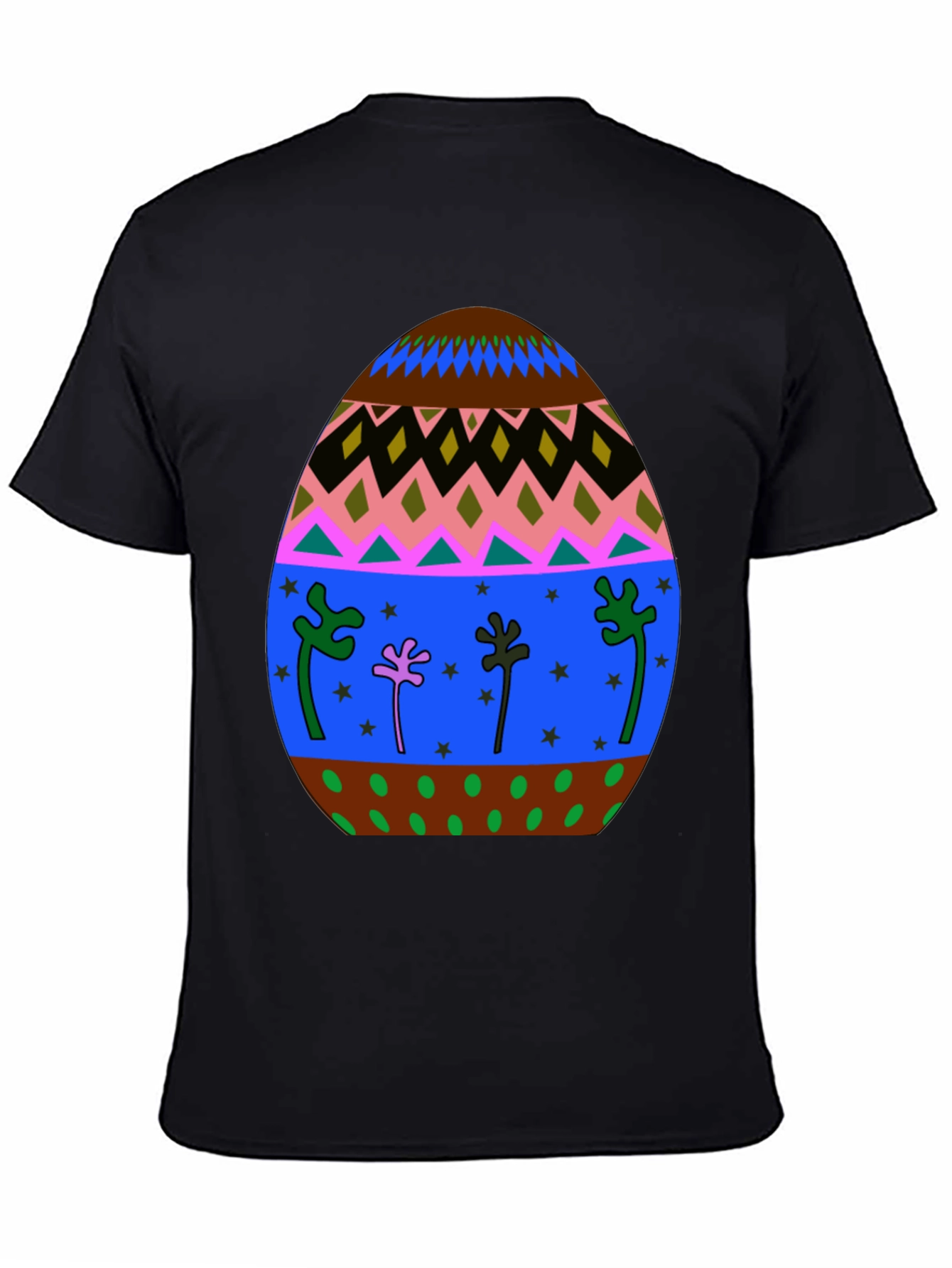 Festive Easter Egg Graphic Tee - Black Cotton