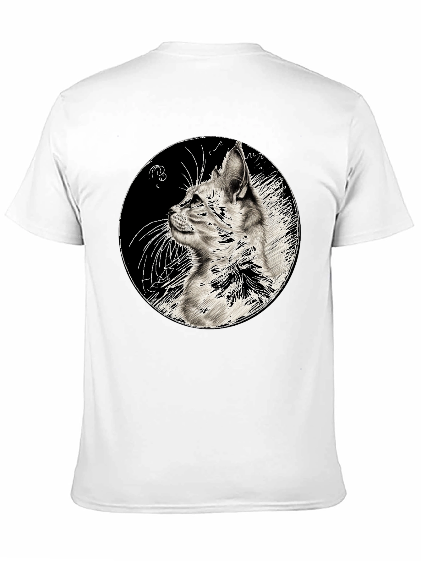 Cat Art Print Black T-Shirt