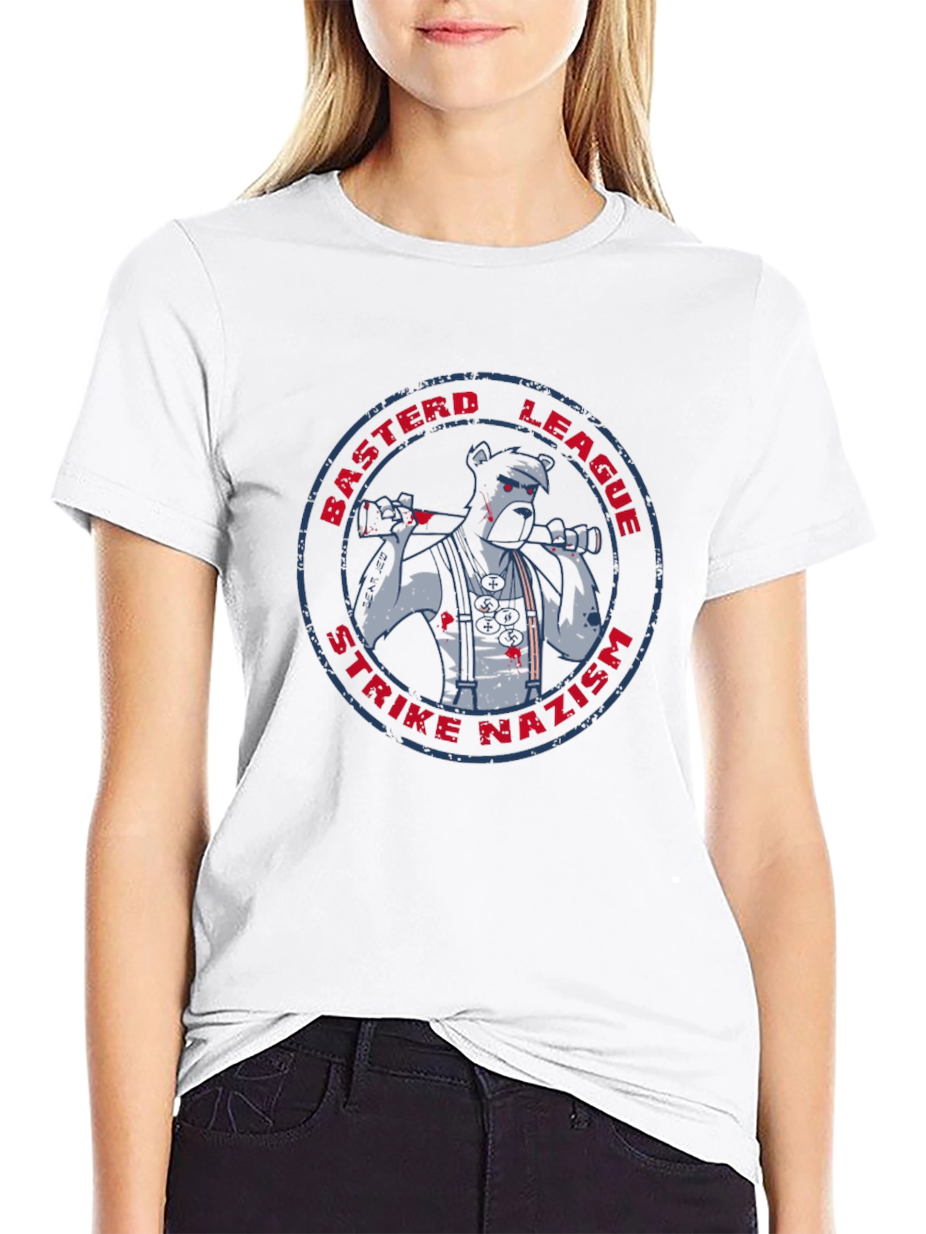 Bastard League Strike Nazism Graphic Tee - Anti-Fascist T-Shirt