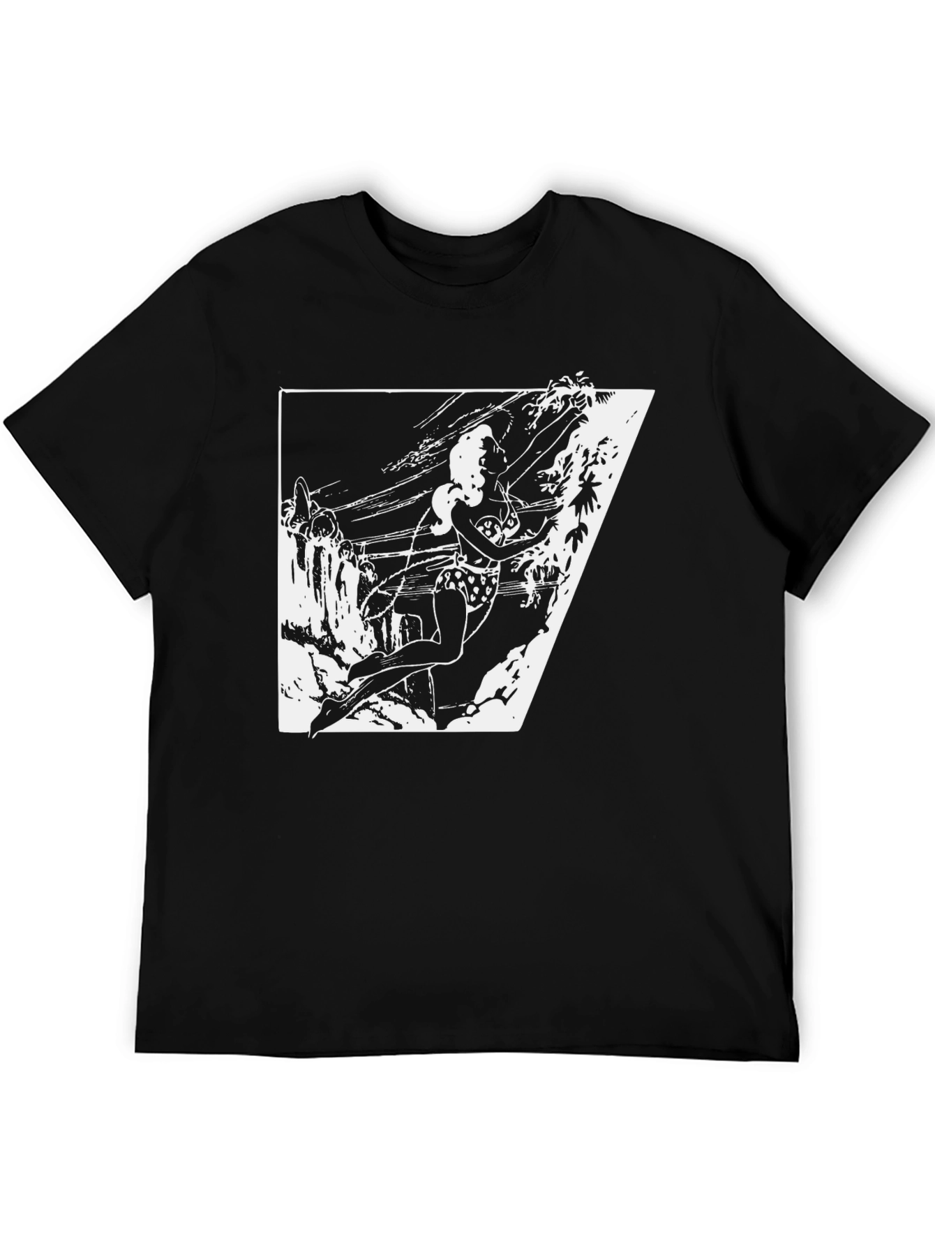 Black T-Shirt with White Jungle Girl Graphic