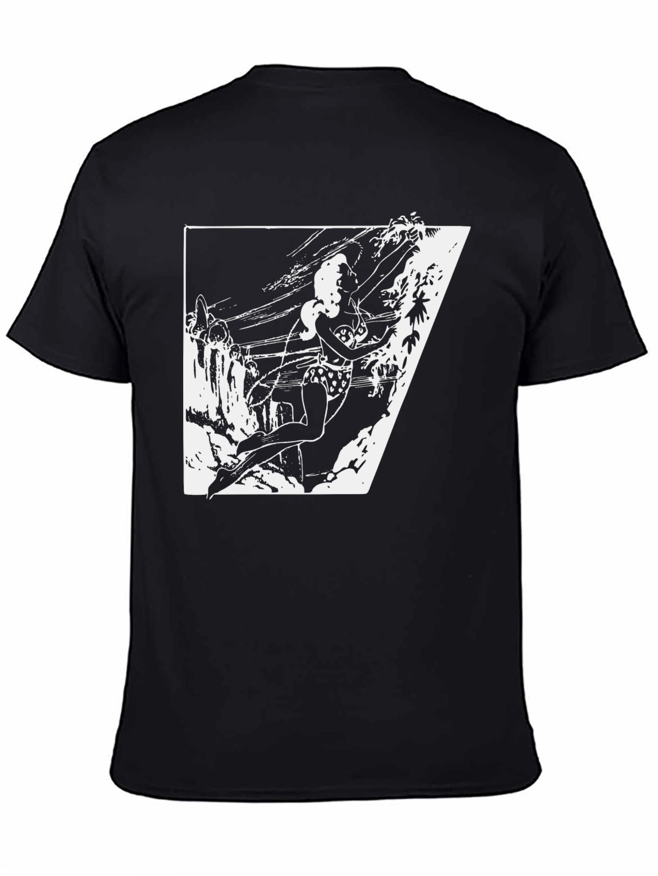 Black T-Shirt with White Jungle Girl Graphic
